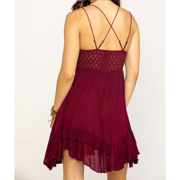 NWT Free People Adella Slip Wine Deep Red S M L - Picture 6 of 12